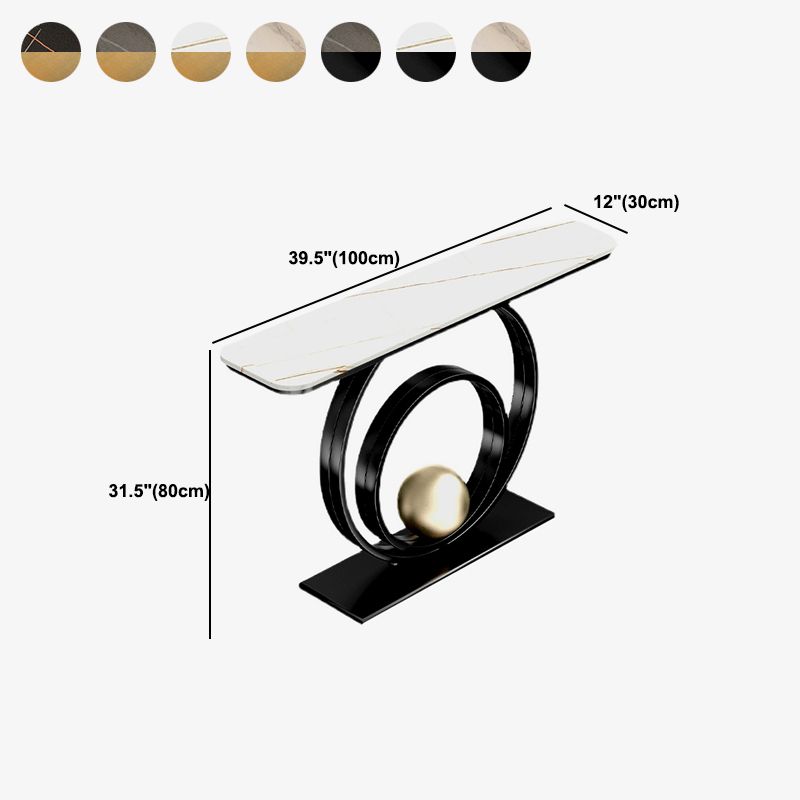 Mesa de acento top rectángulo de estilo glamour con tapa de piedra e base de irone para hall