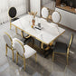 Glam Style Dinner Table Rectangle Stone Dining Room Table for Kitchen Clearhalo 'Dining Tables & Seating' 'Dining Tables' 'dining_table' 'furn' 'furn_dining_table' 'Furniture' 'Kitchen & Dining Furniture' 1200x1200_16b6d3fc-82fc-476d-8a00-de159b03b586