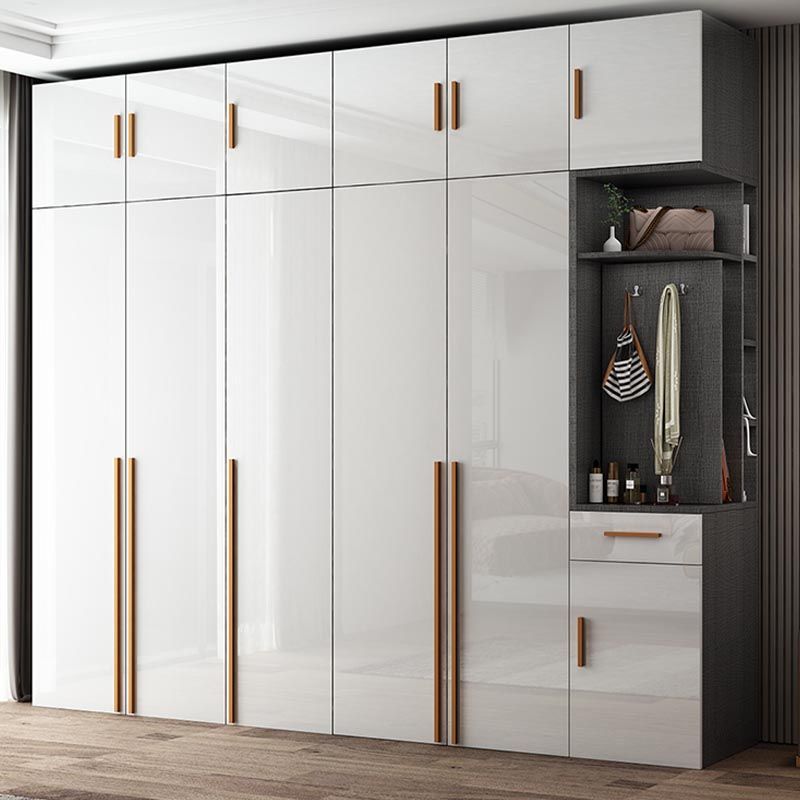 High Gloss White Modern Wardrobe Engineered Wood Storage Cabinet for Home Clearhalo 'Armoires & Wardrobes' 'armoires_wardrobes' 'Bedroom Furniture' 'furn' 'furn_armoires_wardrobes' 'Furniture' 1200x1200_16b7164f-f270-43ea-8706-96f1ea782d3b