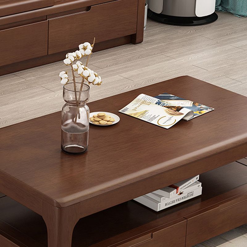 17.7" Tall Wood Rectangular Table Top 4 Legs Coffee Table with Storage Clearhalo 'Coffee & Accent Tables' 'Coffee Tables' 'coffee_tables' 'furn' 'furn_coffee_tables' 'Furniture' 'Living Room Furniture' 1200x1200_16b72839-680c-4154-9f3c-8765a3f11a0f