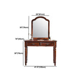 Set di vanità in legno massiccio marrone con set di sgabelli da 17,71 "con 2-cassetti