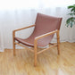 Solid Wood Arm Chair Living Room Fixed Back Arm Chair,Genuine Leather