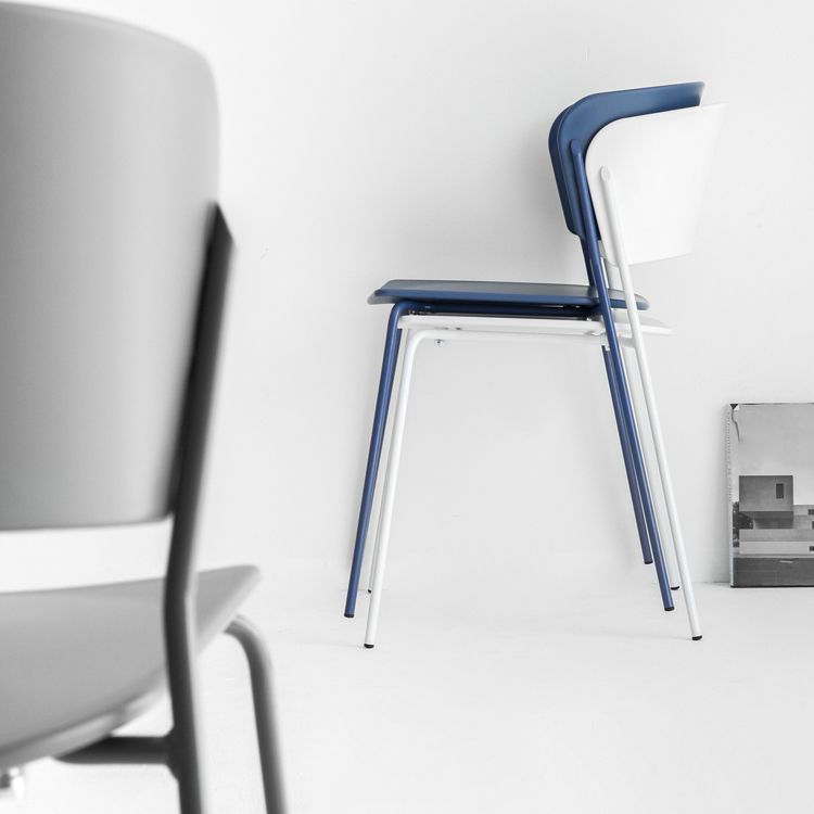 Contemporary Metal Stackable Chairs Kitchen Dining Room Open Back Side Chair Clearhalo ' kitchen&dining_furn' 'Dining Chairs' 'Dining Tables & Seating' 'dining_chair' 'furn' 'furn_dining_chair' 'Furniture' 'furniture_dining_chair' 'Kitchen & Dining Furniture' 'kitchen' 1200x1200_16bd25f7-442e-4ef5-8bcf-86213837cfa8