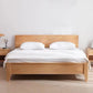 Modern Solid Wood Panel Bed Rectangular Standard Bed with Headboard