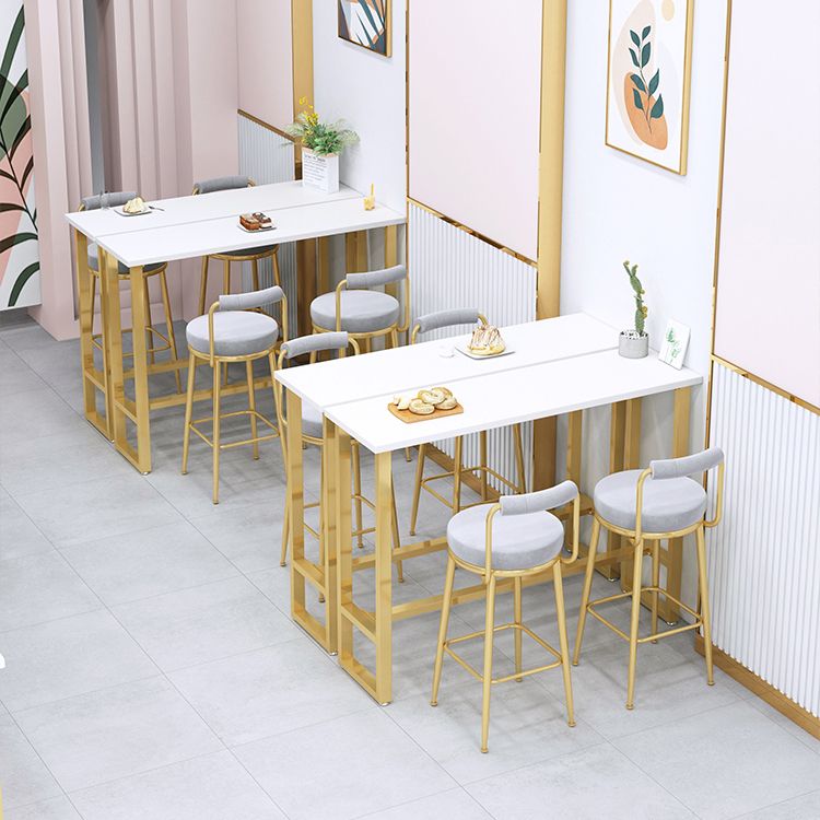 Glam 1/4 pièces Table de bar de barre de comptoir en pierre rectangulaire avec tabourets hauts