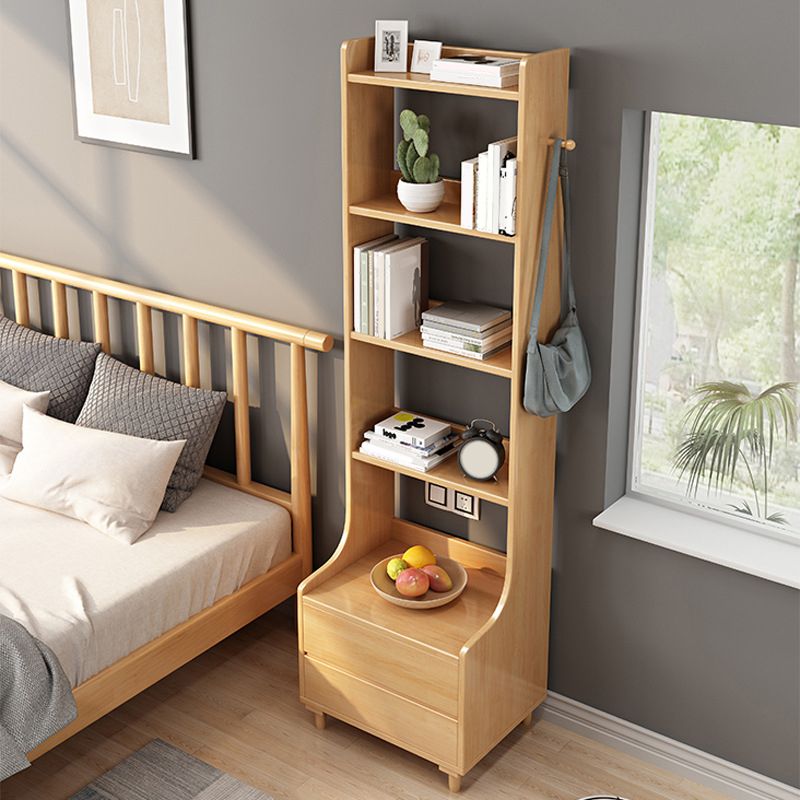 Solid Wood Bedside Cabinet Modern Night Table with 2 Drawers