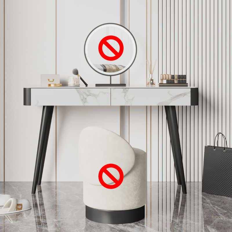 Weißer Waschtisch 29,52 "Hochmetall- und Stein -Top -Waschtisch mit Stuhl