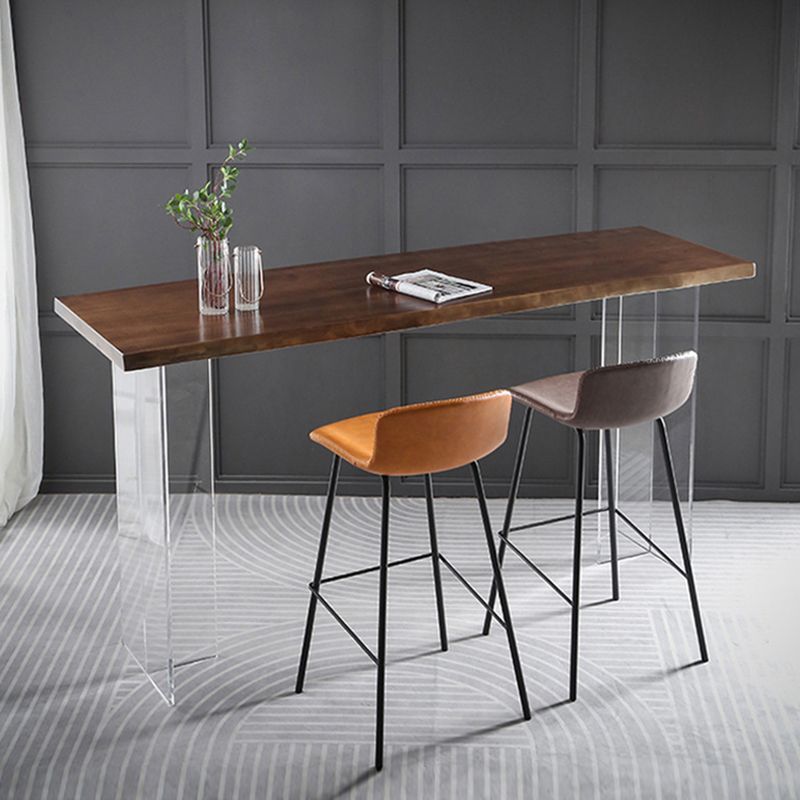 Ash Wood Bar-height Table with Acrylic Base Modern Rectangle Pub Table Clearhalo 'Bar Furniture' 'Bar Tables' 'bar_tables' 'furn' 'furn_bar_tables' 'Furniture' 'Kitchen & Dining Furniture' 1200x1200_16c5b14b-5ec2-4604-87d0-845bab4b3b69