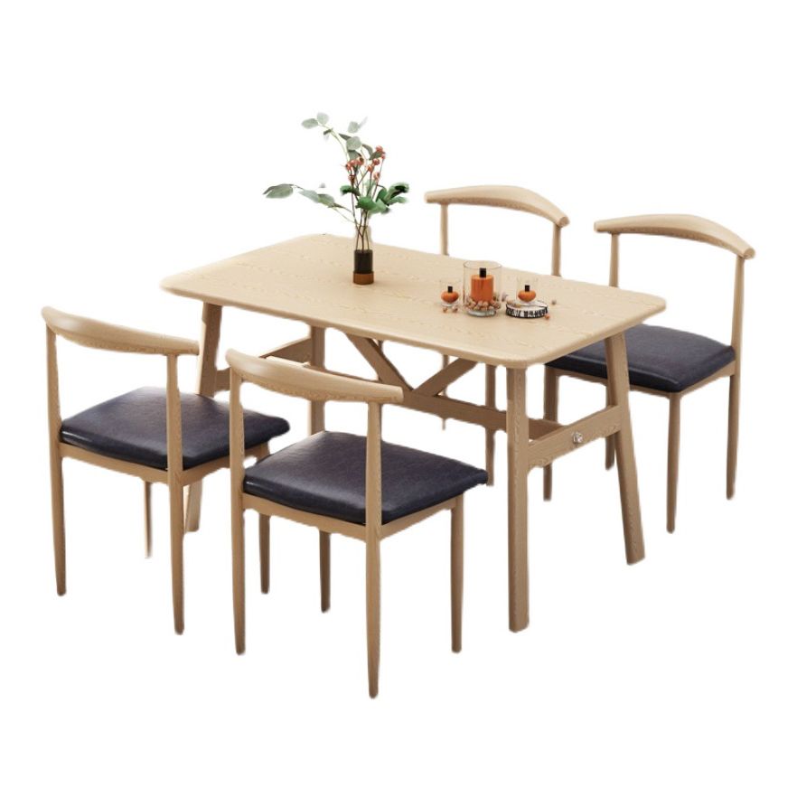 Modern Wood Top Rectangle Shape Dining Furniture 4 Wood Legs Table for Dining Room Furniture Clearhalo 'Dining Room Sets' 'Dining Tables & Seating' 'dining_room_set' 'furn' 'furn_dining_room_set' 'Furniture' 'furniture_dining_room_set' 'Kitchen & Dining Furniture' 'kitchen&dining_furn' 'kitchen' 1200x1200_16c7f6b6-ec12-4e7f-bfc2-e778dc64f54b
