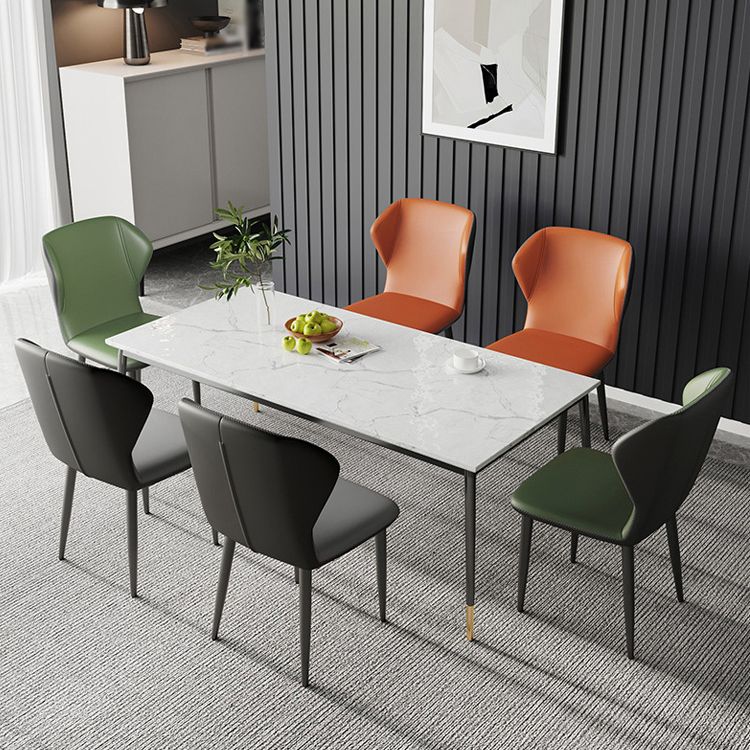 Contemporary Parsons Side Chair Matte Finish Leather Curved Chair for Brasserie Clearhalo ' kitchen&dining_furn' 'Dining Chairs' 'Dining Tables & Seating' 'dining_chair' 'furn' 'furn_dining_chair' 'Furniture' 'furniture_dining_chair' 'Kitchen & Dining Furniture' 'kitchen' 1200x1200_16c83950-206b-4418-8337-526f0ebfd3fa