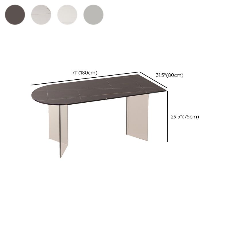Mesa moderna de forma irregular, mesa de piedra sinterizada con pedestal doble