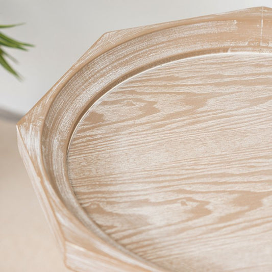 素朴な無垢材4脚丸/幾何学的な苦しめられたリビングルームエンドテーブル