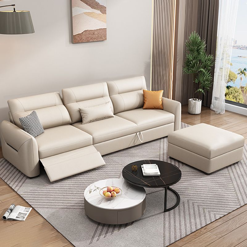 Benda quadrata di divano di divano futon scandinavo con cuscino di portata in pelle