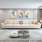 Stain-Resistant Sectional Sofa for Living Room in White with Pillow Top Arm