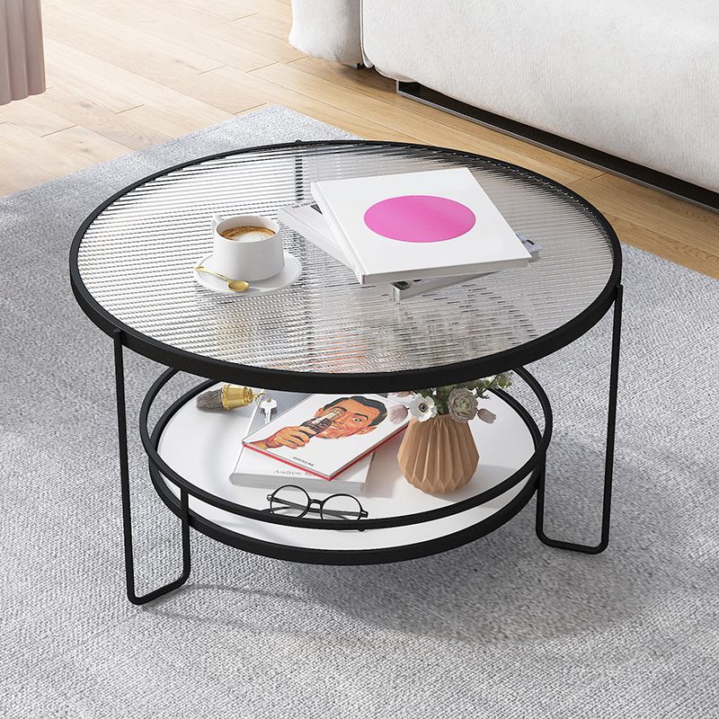 Tavolino moderno a tavolino singolo in vetro con scaffale