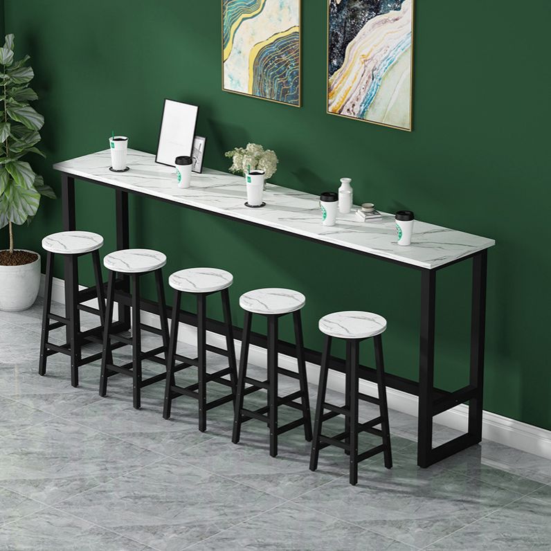 White Bar Dining Table Traditional Luxury Rectangle Bar Table with Trestle Base Clearhalo 'Bar Furniture' 'Bar Tables' 'bar_tables' 'furn' 'furn_bar_tables' 'Furniture' 'furniture_bar_tables' 'Kitchen & Dining Furniture' 1200x1200_16cc7365-9c2d-4007-bdd8-ff7212b0154d