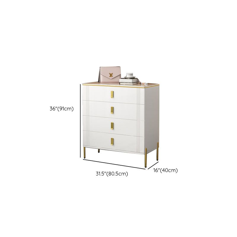 Glam Stone Coffre de rangement blanc 16" de large pour chambre à coucher avec tiroirs