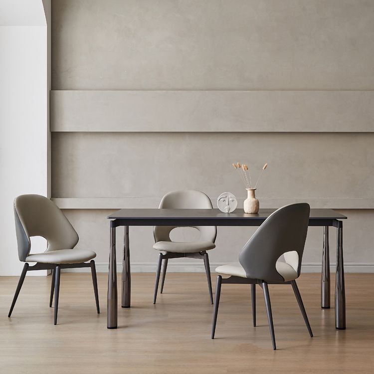 Modern Black Rectangle Dining Table Set 1/4/5/7 Pieces Dinette Set with Sintered Stone Top