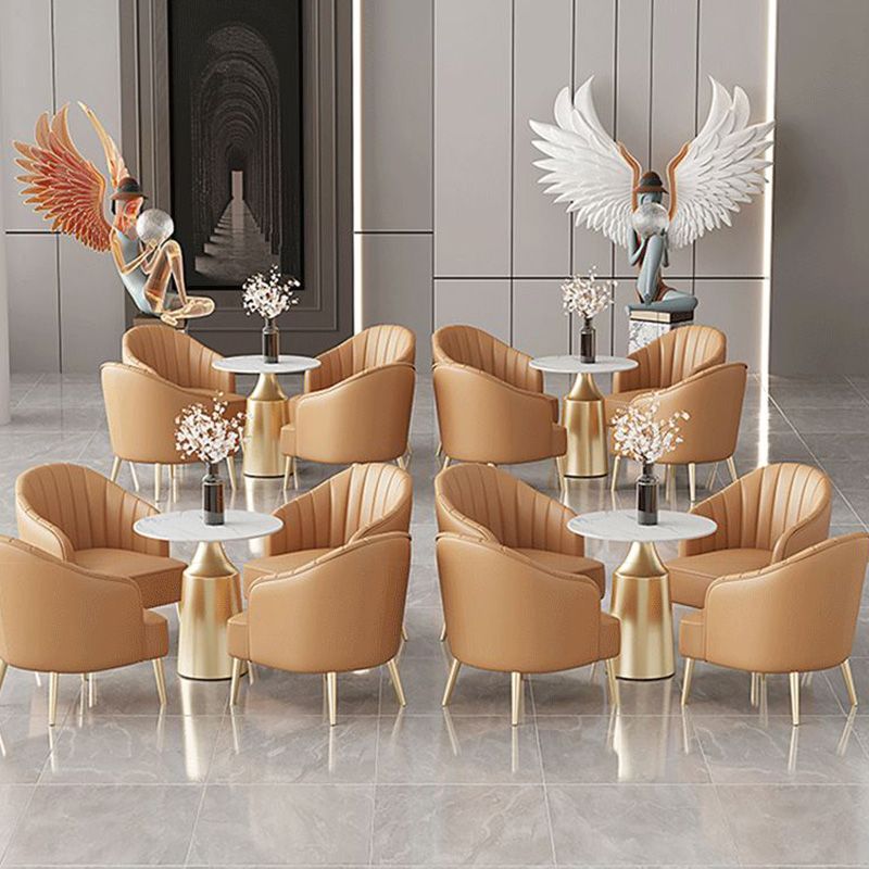Modern Round Dining Table Glossy White Stone Top Table for Home Clearhalo 'Dining Tables & Seating' 'Dining Tables' 'dining_table' 'furn' 'furn_dining_table' 'Furniture' 'Kitchen & Dining Furniture' 1200x1200_16d2b4fd-e689-4efb-a8cb-60f9839d79d8