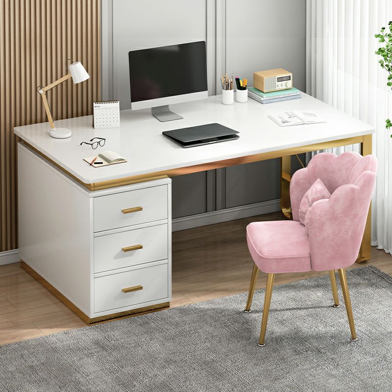 Contemporary White Office Desk Rectangular Writing Desk for Bedroom Clearhalo 'furn' 'furn_office_desk' 'Furniture' 'Office Desks' 'Office Furniture' 'office_desk' 1200x1200_16d3e07e-9420-452e-8690-72e5286d0ec6
