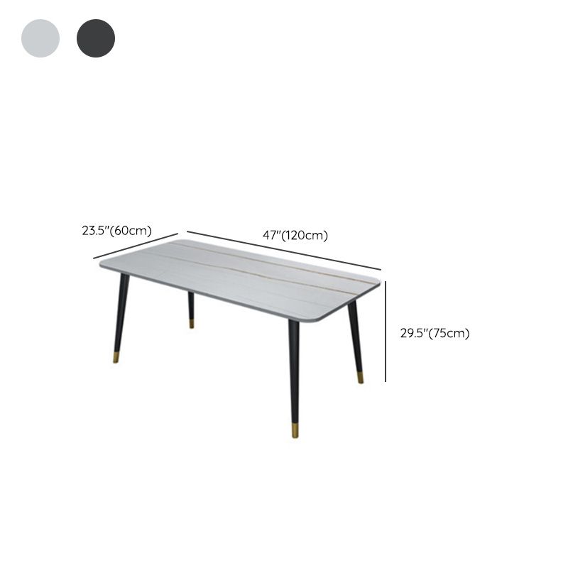 Table à manger rectangulaire à base noire, Table en pierre glamour pour la cuisine