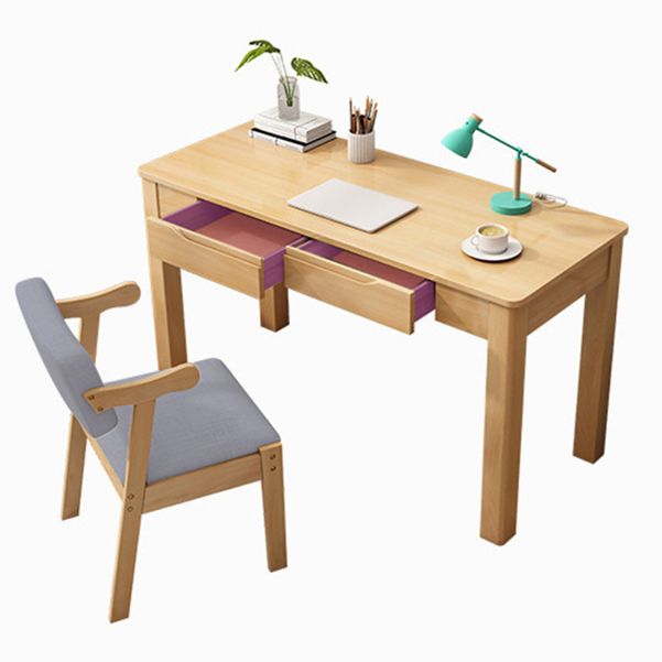 Modern Solid Wood Writing Desk 2-drawer Rectangular Office Desk Clearhalo 'furn' 'furn_office_desk' 'Furniture' 'Office Desks' 'Office Furniture' 'office_desk' 1200x1200_16d5fc84-3314-4684-bf61-a02d87f794bc