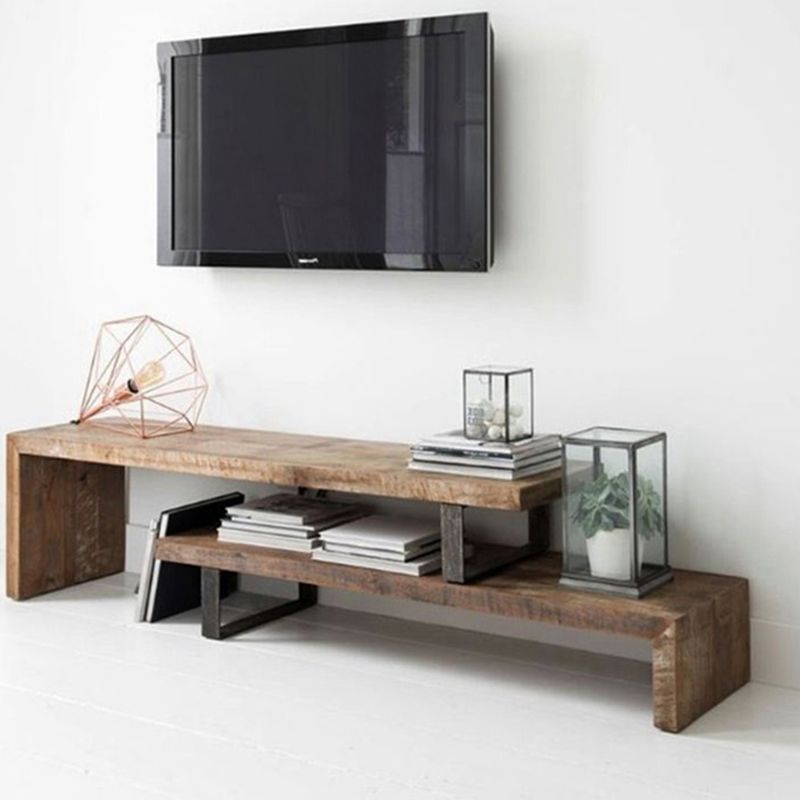 17.72"H TV Stand Open Storage Industrial Style TV Console with 2-shelf Clearhalo 'furn' 'furn_tv_stands_entertainment_centers' 'Furniture' 'Living Room Furniture' 'TV Stands & Entertainment Centers' 'TV Stands & Media Storage Furniture' 'tv_stands_entertainment_centers' 1200x1200_16d6c687-3f5f-4b22-99dc-8b52144eea25