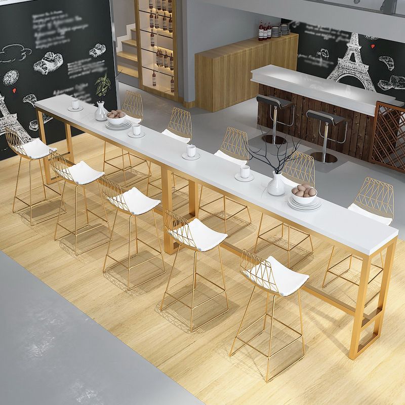 White Glam Style Bar Table in Metal and Wood Bar Indoor Bar Counter Clearhalo 'Bar Furniture' 'Bar Tables' 'bar_tables' 'furn' 'furn_bar_tables' 'Furniture' 'furniture_bar_tables' 'Kitchen & Dining Furniture' 1200x1200_16d8e0b2-b3ec-46cc-87cc-23d4b592590b