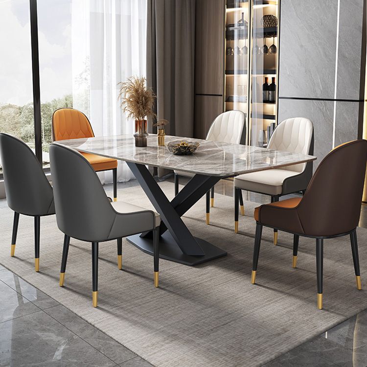 Glam Dinner Table Rectangle Stone Dining Room Table for Home Clearhalo 'Dining Tables & Seating' 'Dining Tables' 'dining_table' 'furn' 'furn_dining_table' 'Furniture' 'Kitchen & Dining Furniture' 1200x1200_16d93308-395d-4555-885d-fd36818c1e10