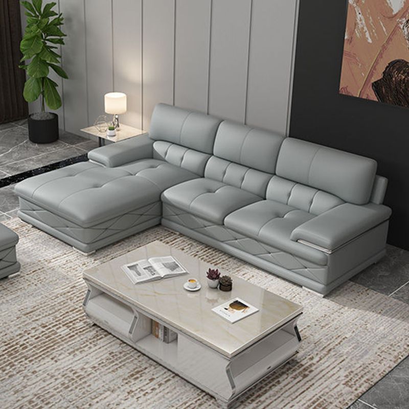 Upholstered Armrest Cushioned Back Sponge Padded Sofa Bed Grey/yellow Sofa Clearhalo 'furn' 'furn_sectionals' 'Furniture' 'Living Room Furniture' 'Sectionals' 1200x1200_16da2ca4-3f59-41d1-aae7-a1d4a152dbe8