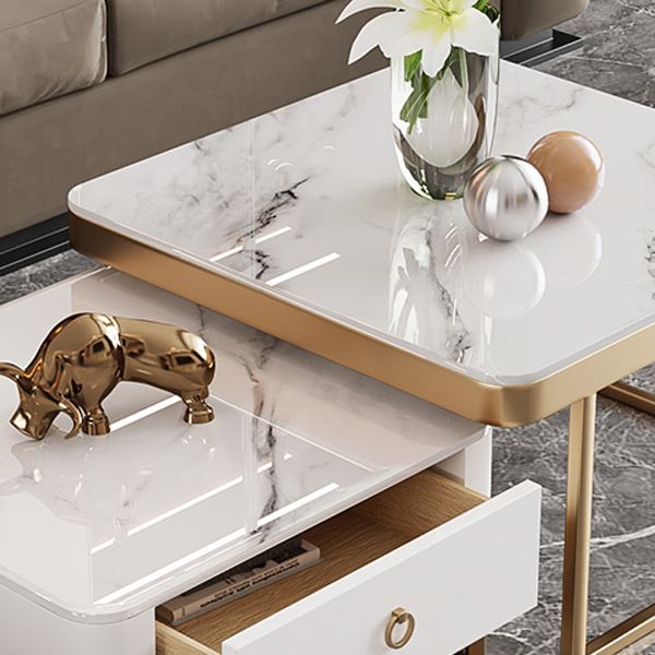 Slate Square End Table Frame Modern Coffee Table with Drawer Clearhalo 'Coffee & Accent Tables' 'Coffee Tables' 'coffee_tables' 'furn' 'furn_coffee_tables' 'Furniture' 'Living Room Furniture' 1200x1200_16db8e12-f8fb-45c3-8fdc-f410556cef43