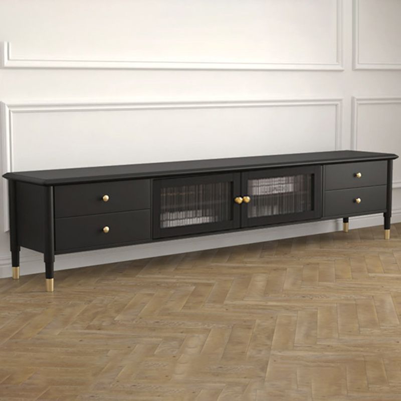 Supporto TV multimediale in legno massello Console multimediale scandinava con cassetti
