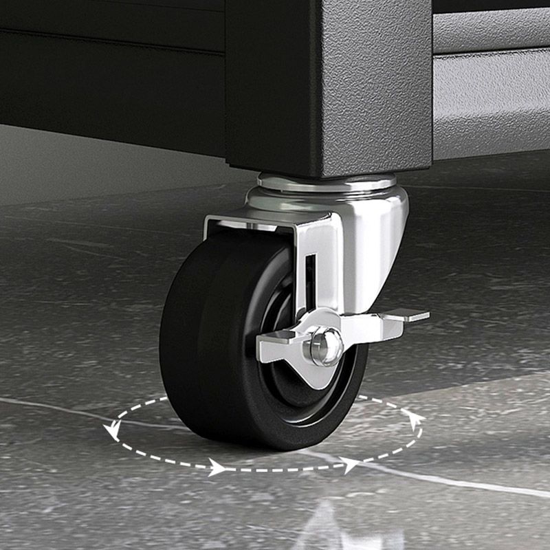 ローリングオープンシェルフキッチントロリーメタルプレップテーブルブラック