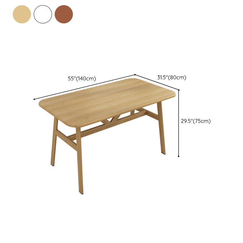 Modern Rectangular Dinner Table Wooden Tabletop with Metal Legs