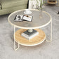 17.72" Tall Contemporary Style Cocktail Table Glass Top Round Coffee Table
