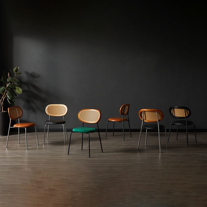 Industrial Design Faux Leather Dining Chairs Open Back Side Chair Clearhalo ' kitchen&dining_furn' 'Dining Chairs' 'Dining Tables & Seating' 'dining_chair' 'furn' 'furn_dining_chair' 'Furniture' 'furniture_dining_chair' 'Kitchen & Dining Furniture' 'kitchen' 1200x1200_16e16078-0ea0-4ab8-b699-7a18e57f9ea7