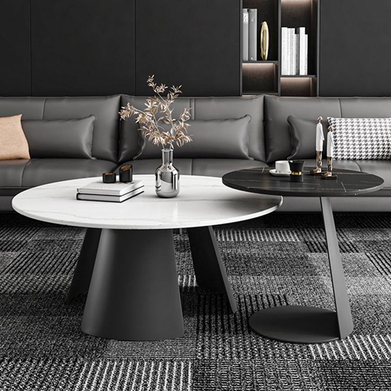 Contemporary Coffee Table Round Faux Marble Cocktail Table Clearhalo 'Coffee & Accent Tables' 'Coffee Tables' 'coffee_tables' 'furn' 'furn_coffee_tables' 'Furniture' 'furniture_coffee_tables' 'Living Room Furniture' 1200x1200_16e18dba-94b7-41a0-beae-159632a026b6