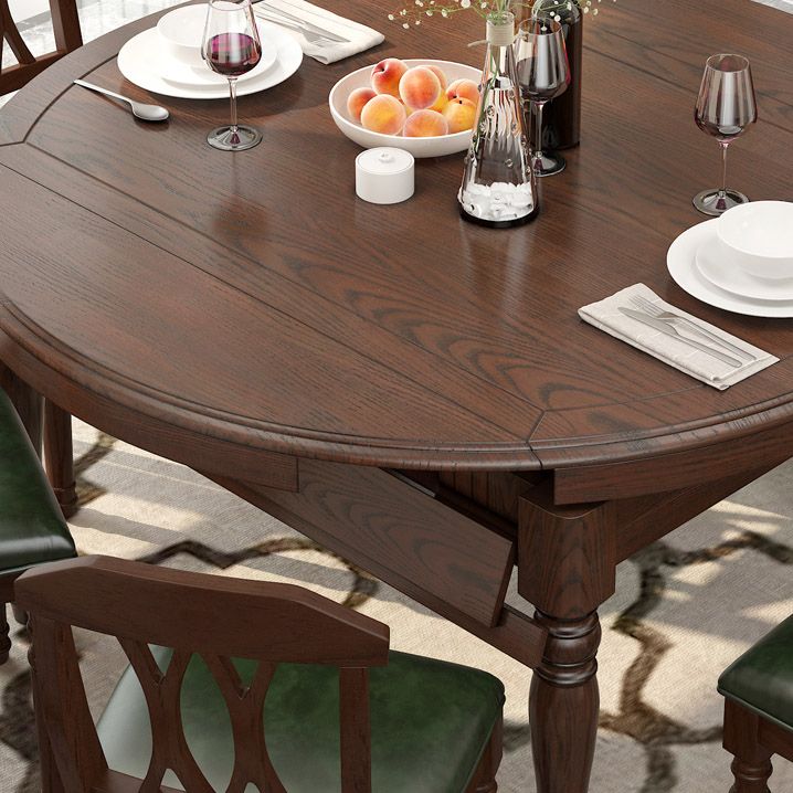 Mid-Century Modern Round Kitchen Dinner Table Solid Wood 4 Legs Dining Table