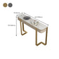 Glam Stone Half Moon Console Tabla 13.78 "Mesa de acento de 1 estante de ancho
