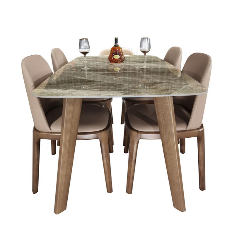 Stone Top Dining Table Mid-Century Modern Table with 4 Legs in Brown Clearhalo 'Dining Tables & Seating' 'Dining Tables' 'dining_table' 'furn' 'furn_dining_table' 'Furniture' 'furniture_dining_table' 'Kitchen & Dining Furniture' 'kitchen' 'kitchen_dining_table' 1200x1200_16e5941b-b7be-4871-bc30-bfdc34eb74e2