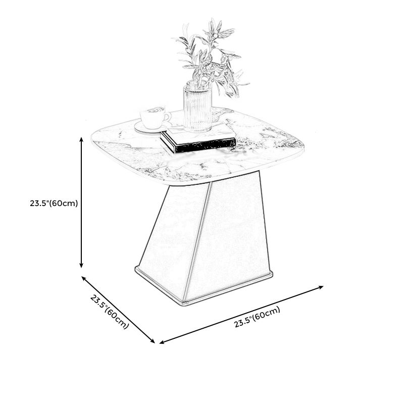 23.6 "背の高いモダンな鉄のサイドテーブル台座長方形のフェイクマーブルトップエンドテーブル