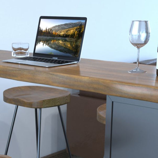 Brown Wood Pub Table with Rectangle Table Top Black Trestle Table - 41.3" H Clearhalo 'Bar Furniture' 'Bar Tables' 'bar_tables' 'furn' 'furn_bar_tables' 'Furniture' 'Kitchen & Dining Furniture' 1200x1200_16e70751-d4e1-4c15-901b-2968f172ebda