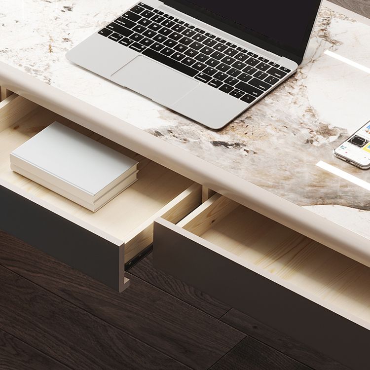 Moderne 3 Schubladen Office Desk 23.62 "W rechteckiger Schreibtisch mit Glasbasis