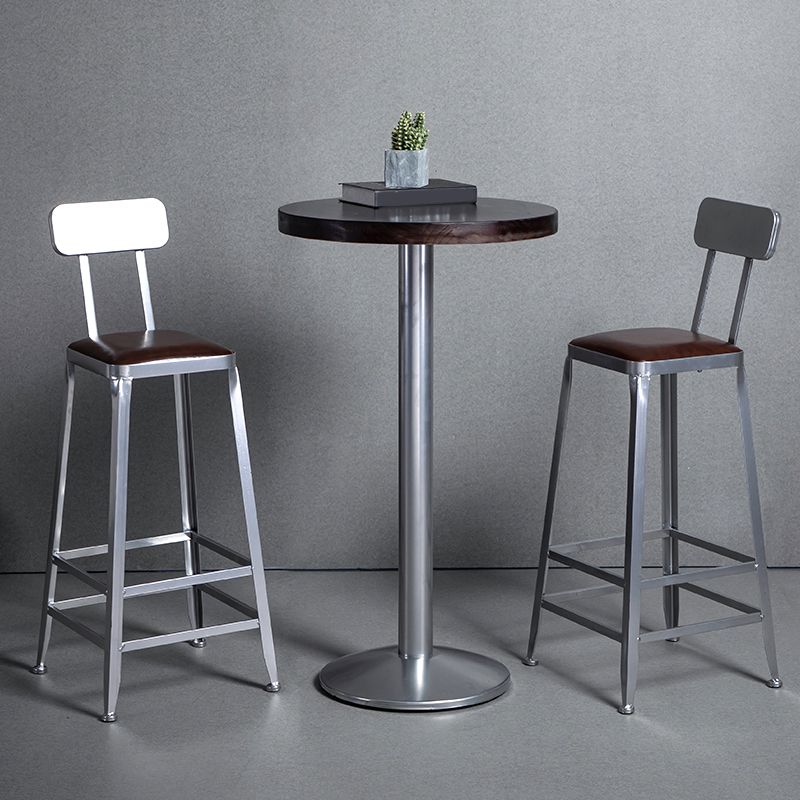 1/2/3 Pieces Industrial Pub Table Set Silver and Brown Bar Table and Stools