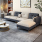 Scandinavian Stain-Resistant Faux Leather Tufted Back Beige Sofa & Chaise