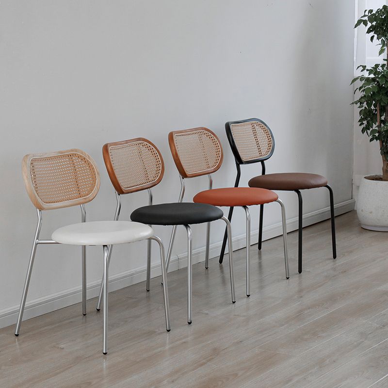 PU Leather Armless Dining Chair Contemporary Cane Back Dining Chair Clearhalo 'Dining Chairs' 'Dining Tables & Seating' 'dining_chair' 'furn' 'furn_dining_chair' 'Furniture' 'furniture_dining_chair' 'Kitchen & Dining Furniture' 1200x1200_16e9a87e-b737-4b35-a48c-0c7efd0f5f13