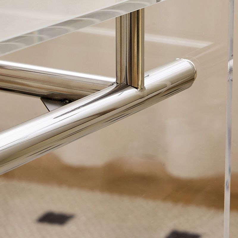 Acrylic End Table Metal Accent Side Table for Living Room with Wheels