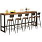 Mesa de bar industrial para vino, mesa de bistró con tapa de madera maciza y base negra