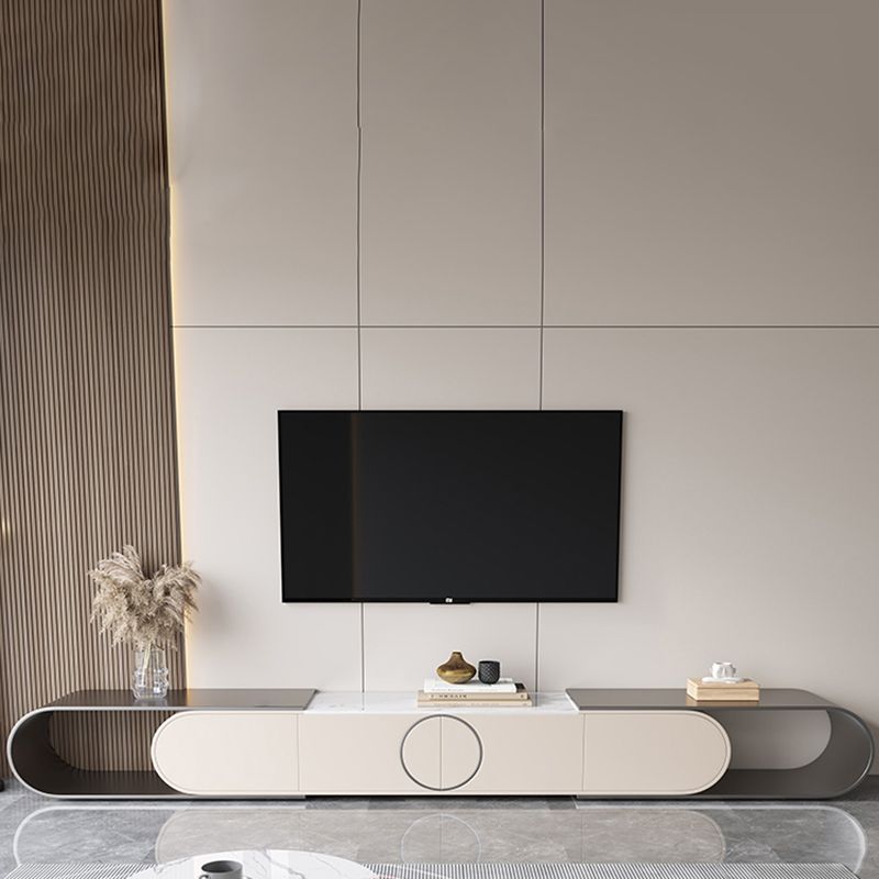 Glam Stone TV Console Media Console Open Storage Console with Drawer Clearhalo 'furn' 'furn_tv_stands_entertainment_centers' 'Furniture' 'Living Room Furniture' 'TV Stands & Entertainment Centers' 'TV Stands & Media Storage Furniture' 'tv_stands_entertainment_centers' 1200x1200_16ec8b9d-3c5a-41ec-ae8a-4cb68f0e40bc