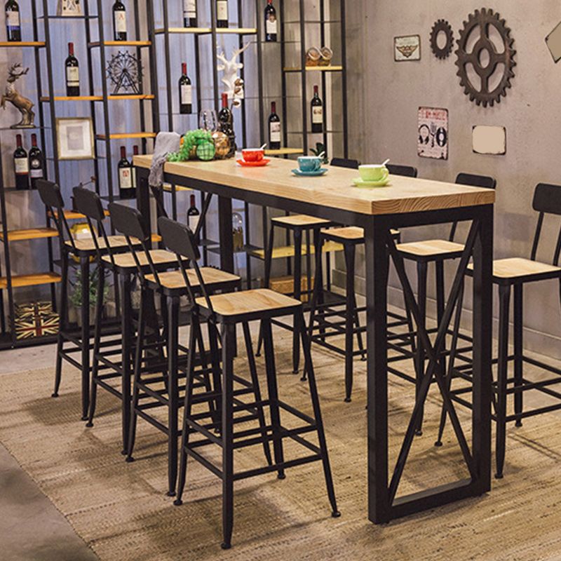 Pine Wood Bar Table Industrial Bar Dining Table with Sled Base in Black Clearhalo 'Bar Furniture' 'Bar Tables' 'bar_tables' 'furn' 'furn_bar_tables' 'Furniture' 'furniture_bar_tables' 'Kitchen & Dining Furniture' 1200x1200_16eea1d3-03f0-4cf7-94b6-def3a27e0bb1